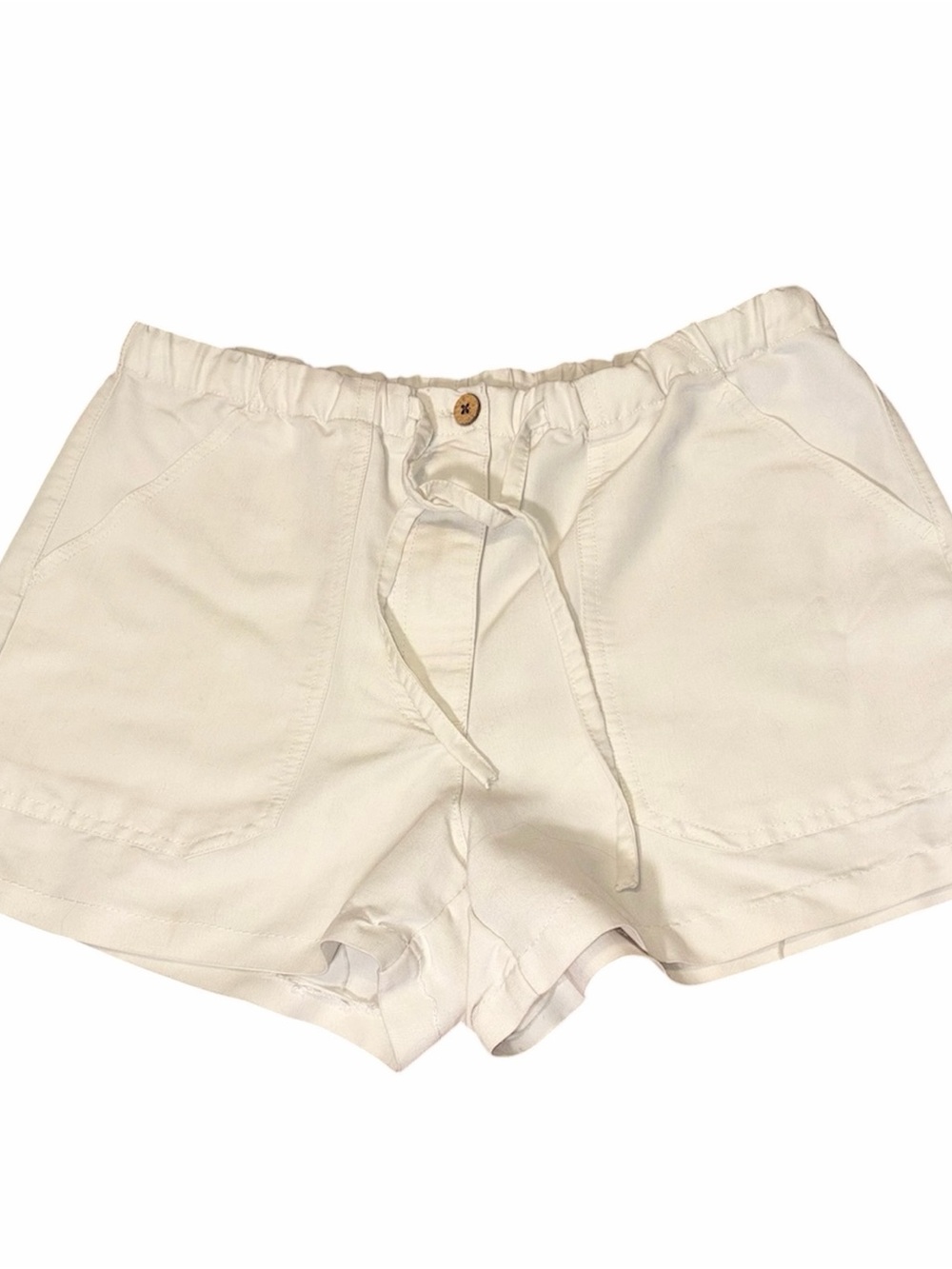 Women's Cream Drawstring Pocket Shorts